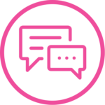 a pink color messaging logo, large size