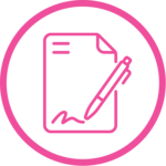 a contract icon in pink color, large size